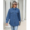 Zeagoo Womens Fleece Jackets Corduroy Shackets Snap Casual Fall Coat(Blue)