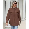 Zeagoo Womens Fleece Jackets Corduroy Shackets Snap Casual Fall Coat(Brown)