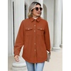Zeagoo Womens Fleece Jackets Corduroy Shackets Snap Casual Fall Coat(Caramel)