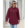 Zeagoo Womens Fleece Jackets Corduroy Shackets Snap Casual Fall Coat(Dark Red)