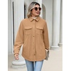 Zeagoo Womens Fleece Jackets Corduroy Shackets Snap Casual Fall Coat(Khaki)