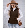 Zeagoo Womens Lightweight Quilted Puffer Vest Stand Collar Zip Up Outerwear(Brown)