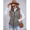 Zeagoo Womens Lightweight Quilted Puffer Vest Stand Collar Zip Up Outerwear(Leopard Apricot)