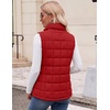 Zeagoo Womens Lightweight Quilted Puffer Vest Stand Collar Zip Up Outerwear(Red)