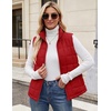 Zeagoo Womens Lightweight Quilted Puffer Vest Stand Collar Zip Up Outerwear(Red)
