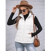 Zeagoo Womens Lightweight Quilted Puffer Vest Stand Collar Zip Up Outerwear(White)