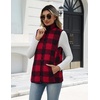 Zeagoo Womens Outerwear Vests With Pockets Zipper Sleeveless Fleece Jackets(Black and Red Plaid)