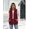 Zeagoo Womens Outerwear Vests With Pockets Zipper Sleeveless Fleece Jackets(Wine Red)