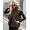 Zeagoo Womens Oversized Puffer Vest Zip Up Stand Collar Lightweight Sleeveless Warm Outerwear Padded Jacket Winter Coat S-XXL(Brown)