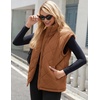 Zeagoo Womens Oversized Puffer Vest Zip Up Stand Collar Lightweight Sleeveless Warm Outerwear Padded Jacket Winter Coat S-XXL(Caramel)