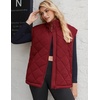 Zeagoo Womens Oversized Puffer Vest Zip Up Stand Collar Lightweight Sleeveless Warm Outerwear Padded Jacket Winter Coat S-XXL(Dark Red)