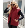 Zeagoo Womens Oversized Puffer Vest Zip Up Stand Collar Lightweight Sleeveless Warm Outerwear Padded Jacket Winter Coat S-XXL(Dark Red)