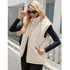 Zeagoo Womens Oversized Puffer Vest Zip Up Stand Collar Lightweight Sleeveless Warm Outerwear Padded Jacket Winter Coat S-XXL(Light Apricot)
