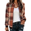Zeagoo Jackets for Women 2026 Lightweight Bomber Jacket Plaid Flannel Coat(Orange Plaid- Gz526)