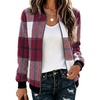 Zeagoo Jackets for Women 2026 Lightweight Bomber Jacket Plaid Flannel Coat(Red White Plaid- Gz543)