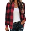 Zeagoo Jackets for Women 2026 Lightweight Bomber Jacket Plaid Flannel Coat(Red and Black Plaid- Gz875)