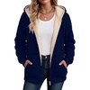 Zeagoo Women Sherpa Fleece Jacket Zip Up Thick Warm Hoodie Fall Winter Coat(Navy Blue)