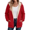 Zeagoo Women Sherpa Fleece Jacket Zip Up Thick Warm Hoodie Fall Winter Coat(Solid Red)