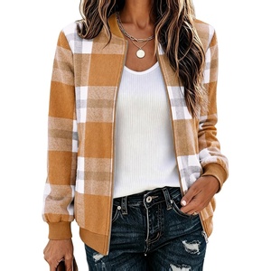 Zeagoo Jackets for Women 2026 Lightweight Bomber Jacket Plaid Flannel Coat(Yellow Plaid- Gw578)