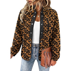 Zeagoo Women Fleece Jacket Western Aztec Print Snap Button Down Outerwear(Leopard Print)