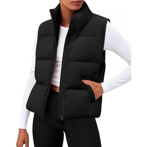 Zeagoo Women Puffer Vest Cropped Winter Outerwear Warm Coat(A-black)