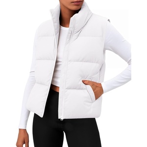 Zeagoo Women Puffer Vest Cropped Winter Outerwear Warm Coat(A-white)