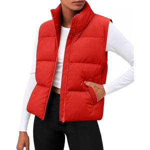Zeagoo Women Puffer Vest Cropped Winter Outerwear Warm Coat(Red)