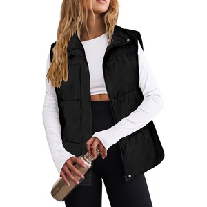 Zeagoo Women Puffer Vest Lightweight Stand Collar Sleeveless Winter Warm Zip Up Padded Outerwear Jackets with Pockets S-XXL(Black)