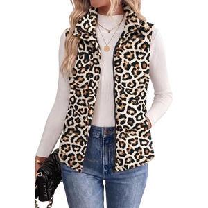 Zeagoo Women Puffer Vest Lightweight Stand Collar Sleeveless Winter Warm Zip Up Padded Outerwear Jackets with Pockets S-XXL(White Brown Black Leopard)
