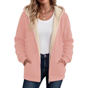 Zeagoo Women Sherpa Fleece Jacket Zip Up Thick Warm Hoodie Fall Winter Coat(Pink)
