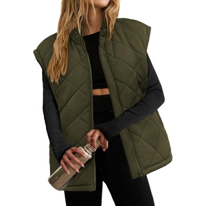Zeagoo Womens Oversized Puffer Vest Zip Up Stand Collar Lightweight Sleeveless Warm Outerwear Padded Jacket Winter Coat S-XXL(Army Green)