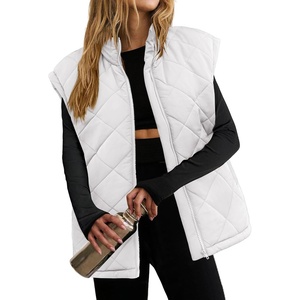 Zeagoo Womens Oversized Puffer Vest Zip Up Stand Collar Lightweight Sleeveless Warm Outerwear Padded Jacket Winter Coat S-XXL(White)