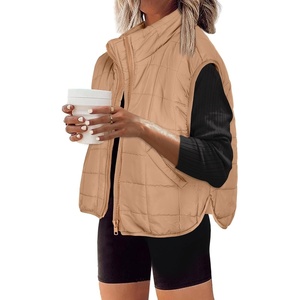 Zeagoo Womens Puffer Vest Ladies Sleeveless Zip Up Outerwear(Khaki)