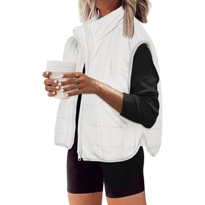 Zeagoo Womens Puffer Vest Ladies Sleeveless Zip Up Outerwear(White)