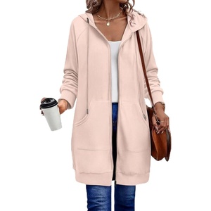 Zeagoo Women’s Zip Up Hoodies Long Sleeve Long Tunic Sweatshirts Oversized(Oatmeal)