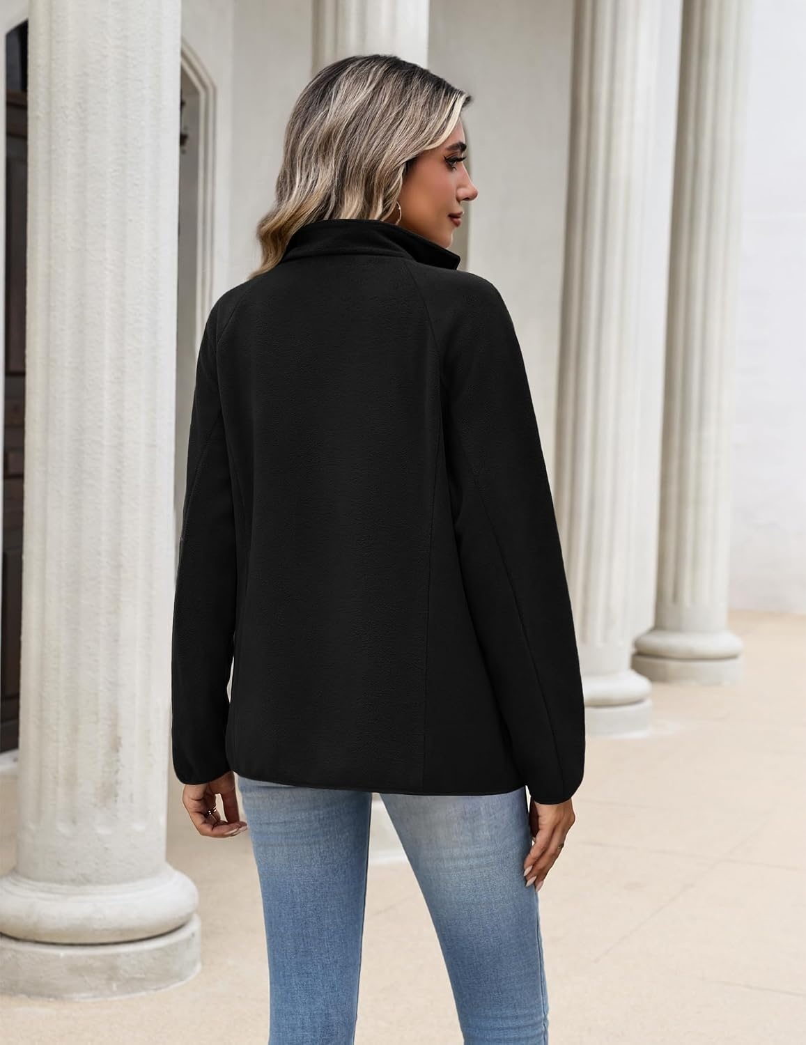 image:imageZeagoo Fleece Jackets for Women Fall Clothe Button Winter Coat with PocketsBlack