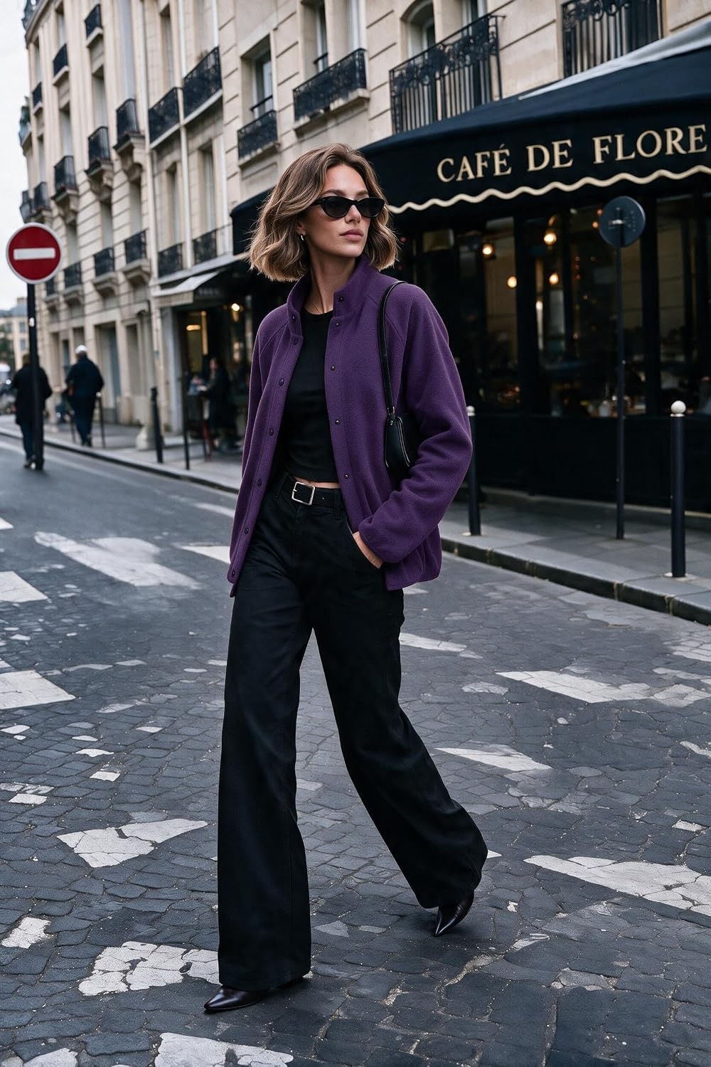 image:imageZeagoo Fleece Jackets for Women Fall Clothe Button Winter Coat with PocketsDark Purple