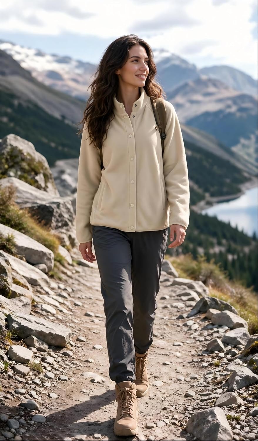 image:imageZeagoo Fleece Jackets for Women Fall Clothe Button Winter Coat with PocketsKhaki