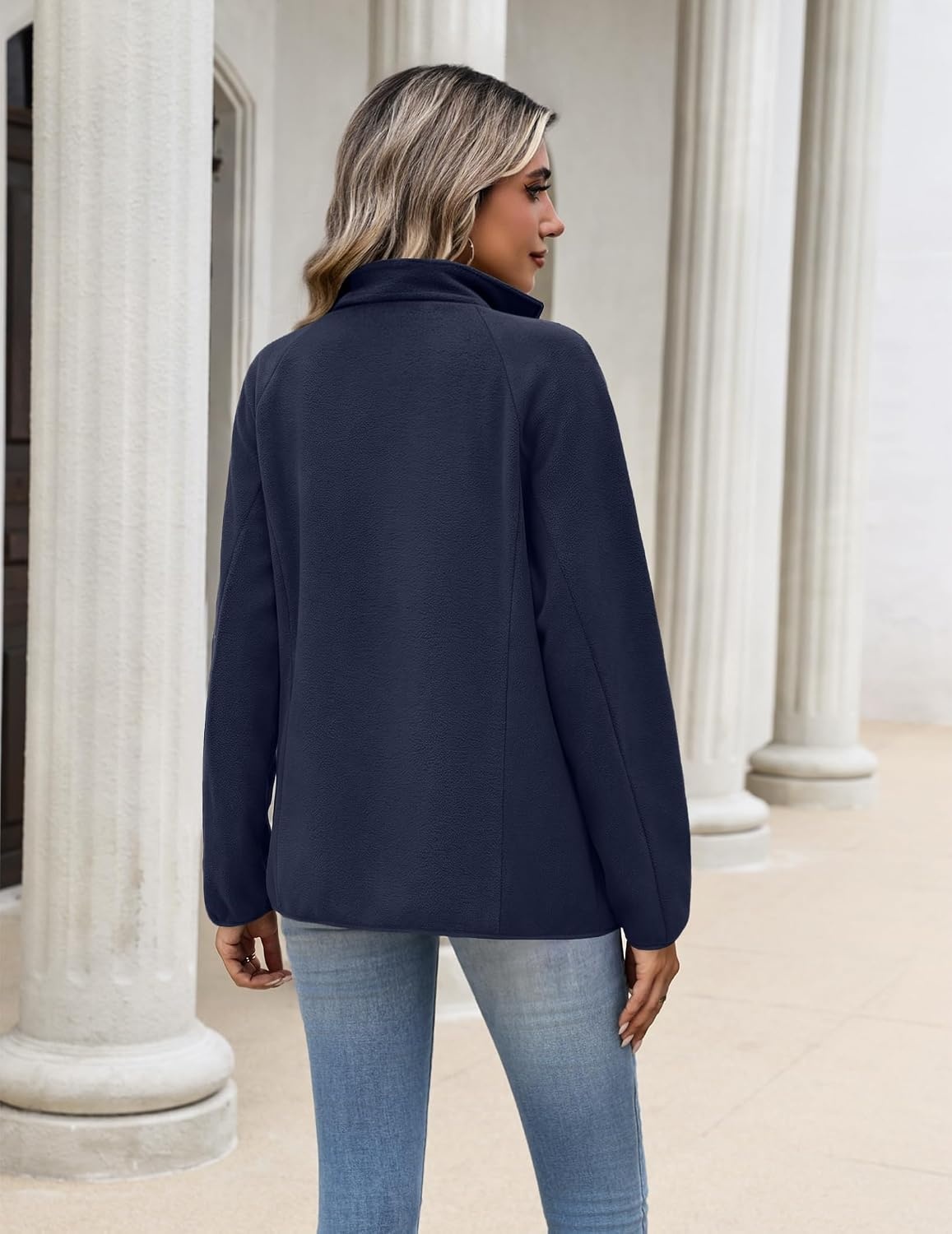 image:imageZeagoo Fleece Jackets for Women Fall Clothe Button Winter Coat with PocketsNavy Blue