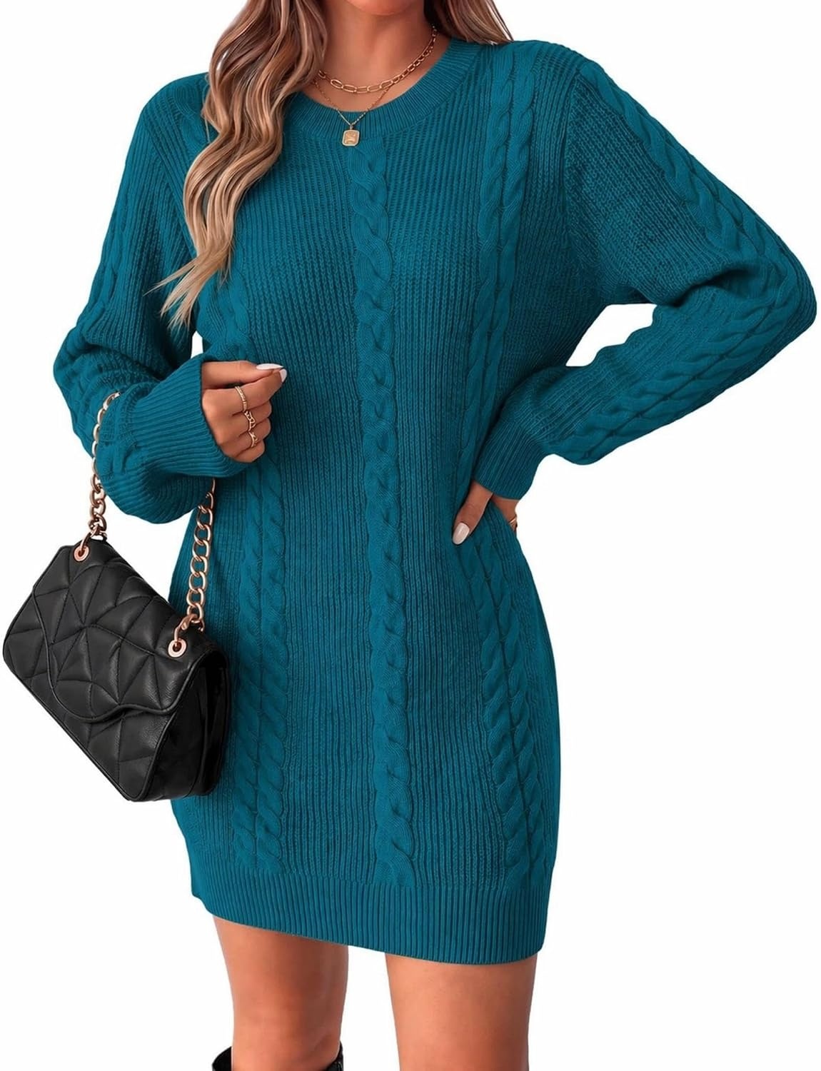 image:imageZeagoo Sweater Dresses for Women 2026 Fall Winter Long Sleeve Bodycon DressOpal