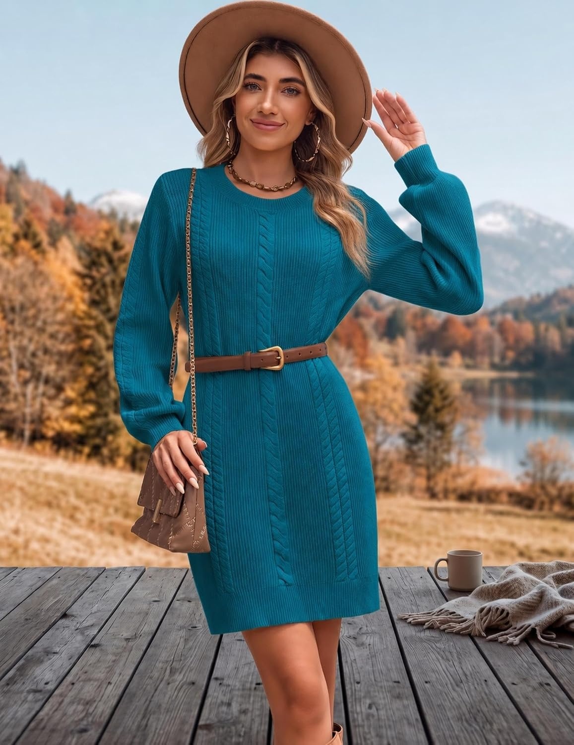 image:imageZeagoo Sweater Dresses for Women 2026 Fall Winter Long Sleeve Bodycon DressOpal