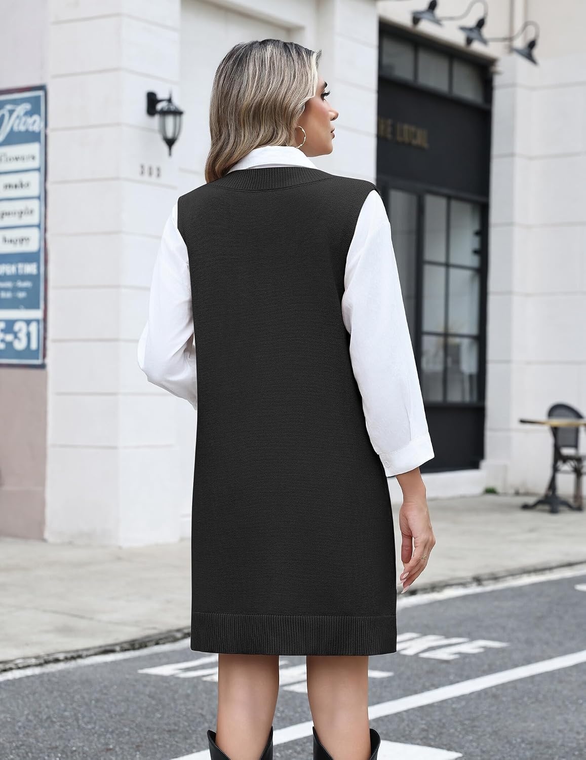 image:imageZeagoo Womens Sweater Vest Dresses Fall Knit V Neck Pullover Sweaters 202601black