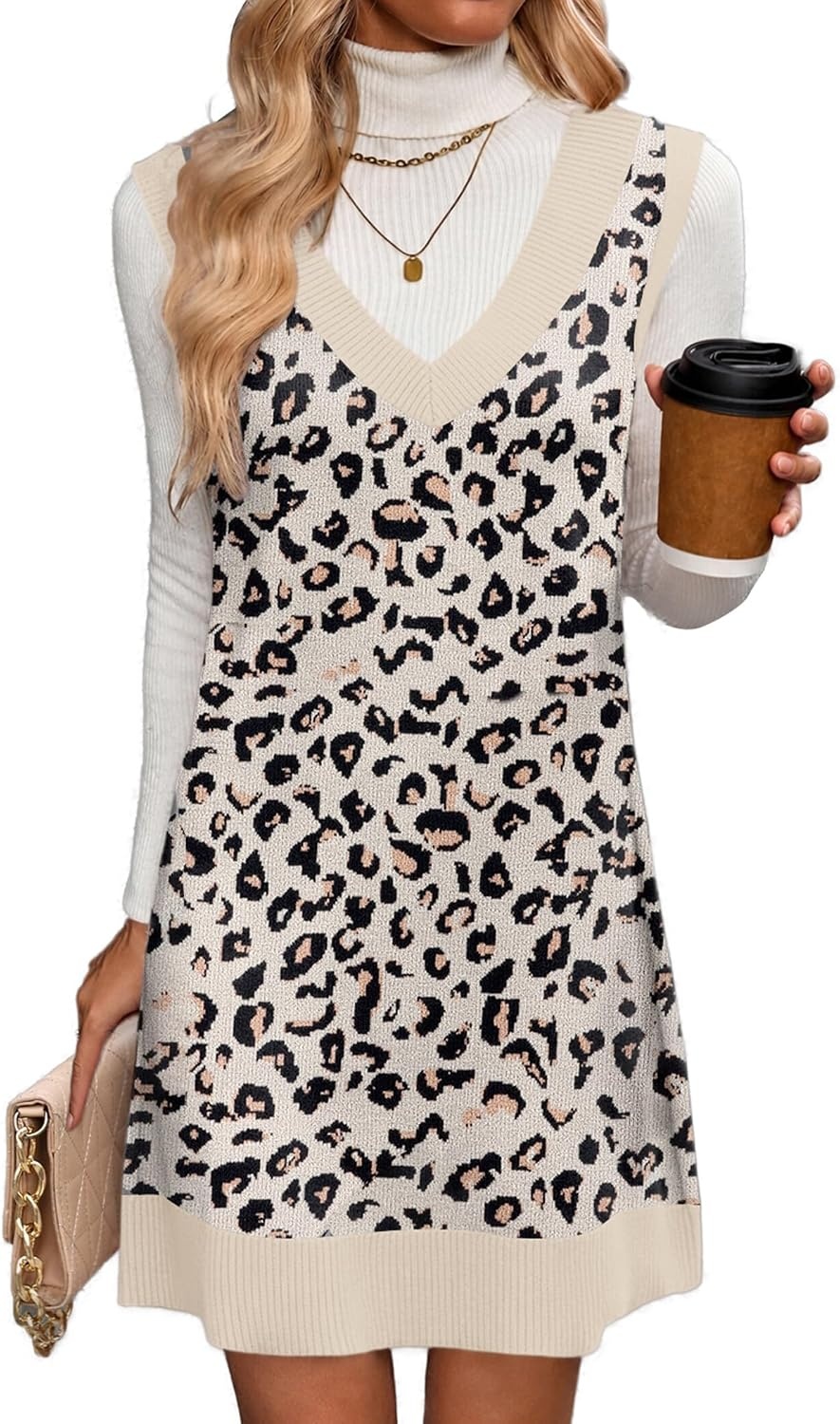 image:imageZeagoo Womens Sweater Vest Dresses Fall Knit V Neck Pullover Sweaters 2026An245
