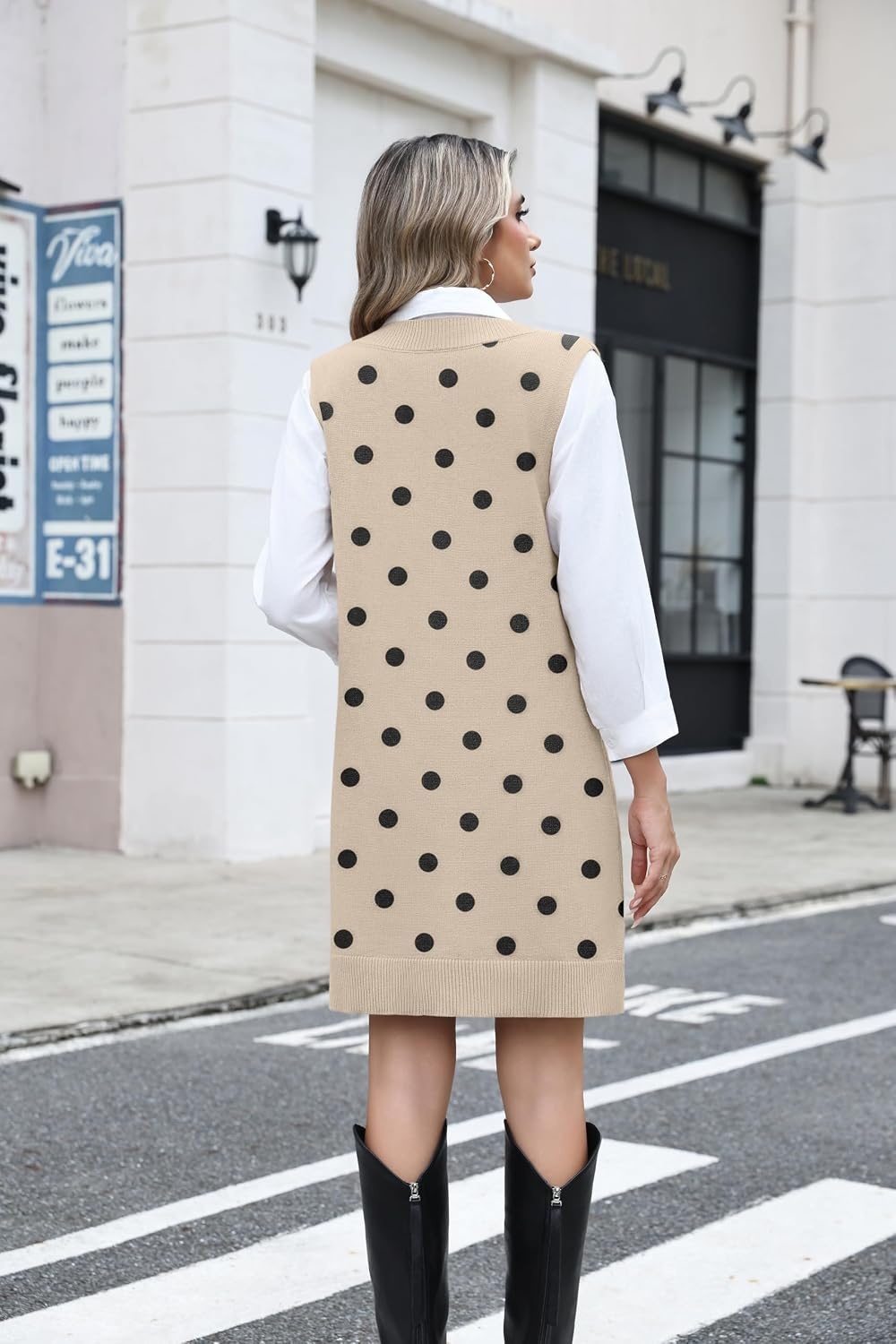 image:imageZeagoo Womens Sweater Vest Dresses Fall Knit V Neck Pullover Sweaters 2026Jh442