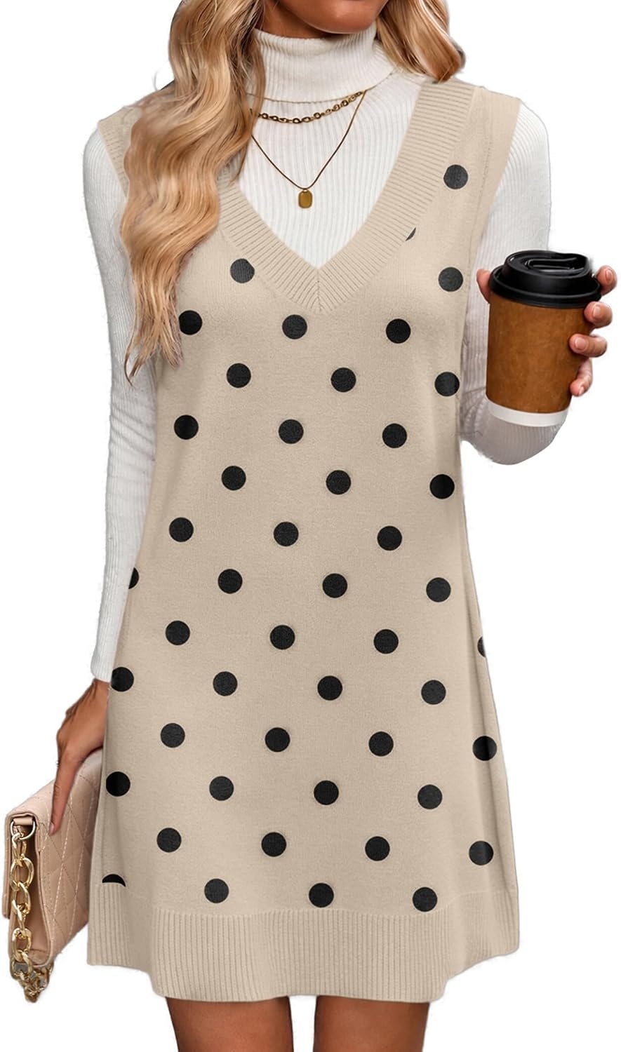 image:imageZeagoo Womens Sweater Vest Dresses Fall Knit V Neck Pullover Sweaters 2026Jh442