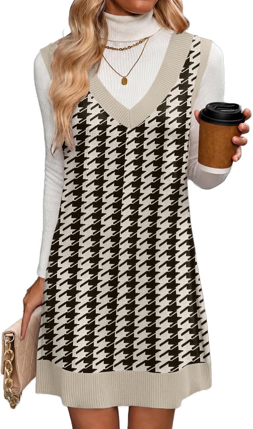 image:imageZeagoo Womens Sweater Vest Dresses Fall Knit V Neck Pullover Sweaters 2026Jh466