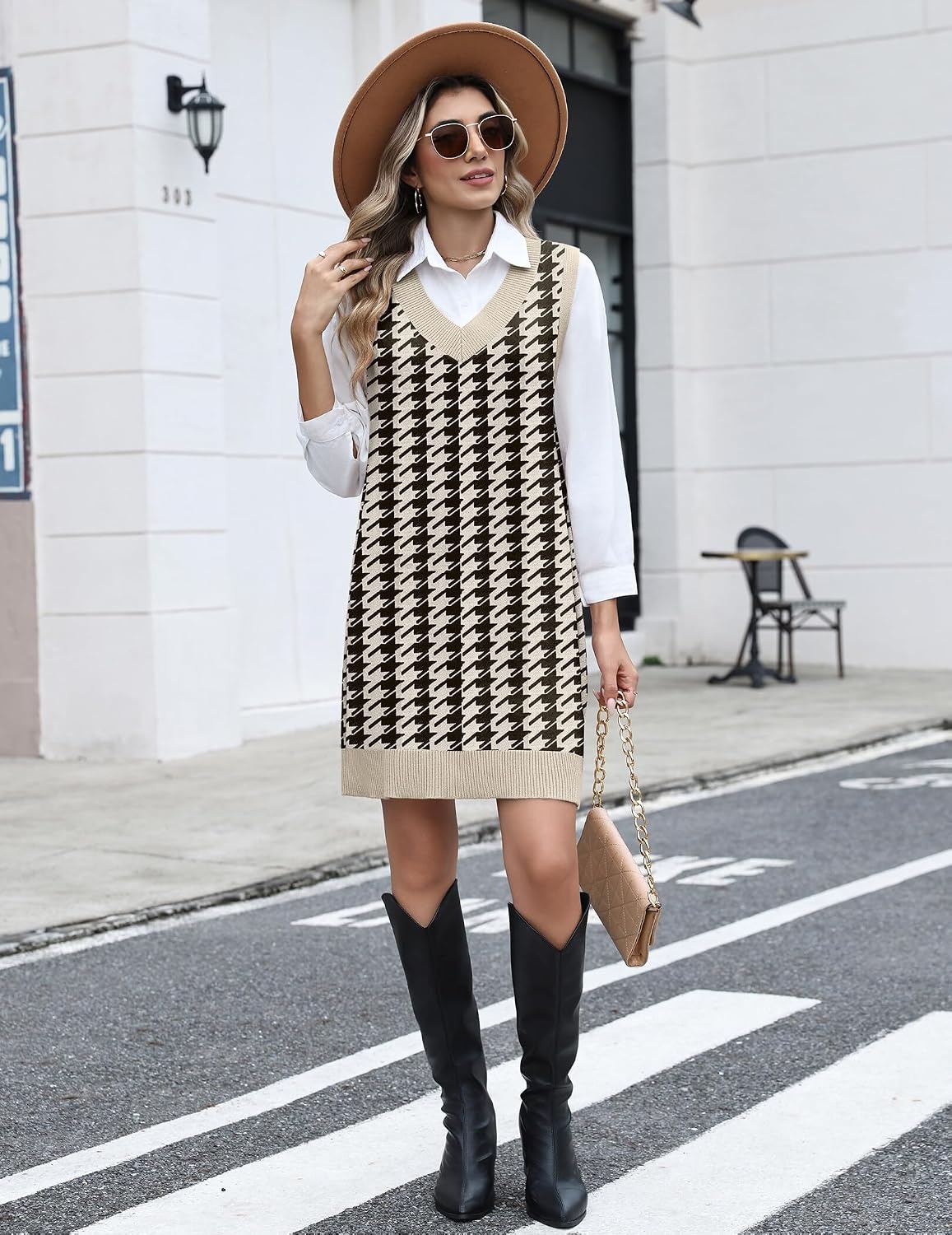 image:imageZeagoo Womens Sweater Vest Dresses Fall Knit V Neck Pullover Sweaters 2026Jh466