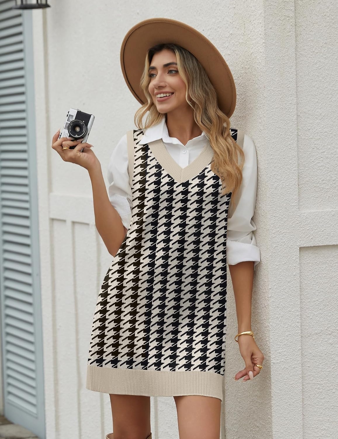 image:imageZeagoo Womens Sweater Vest Dresses Fall Knit V Neck Pullover Sweaters 2026Jh466