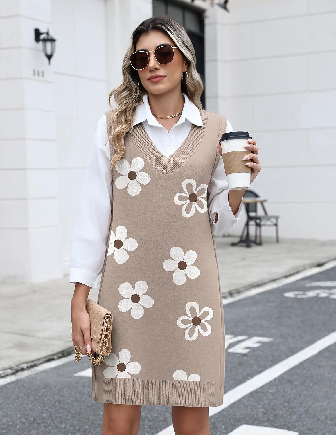 image:imageZeagoo Womens Sweater Vest Dresses Fall Knit V Neck Pullover Sweaters 2026Sf175
