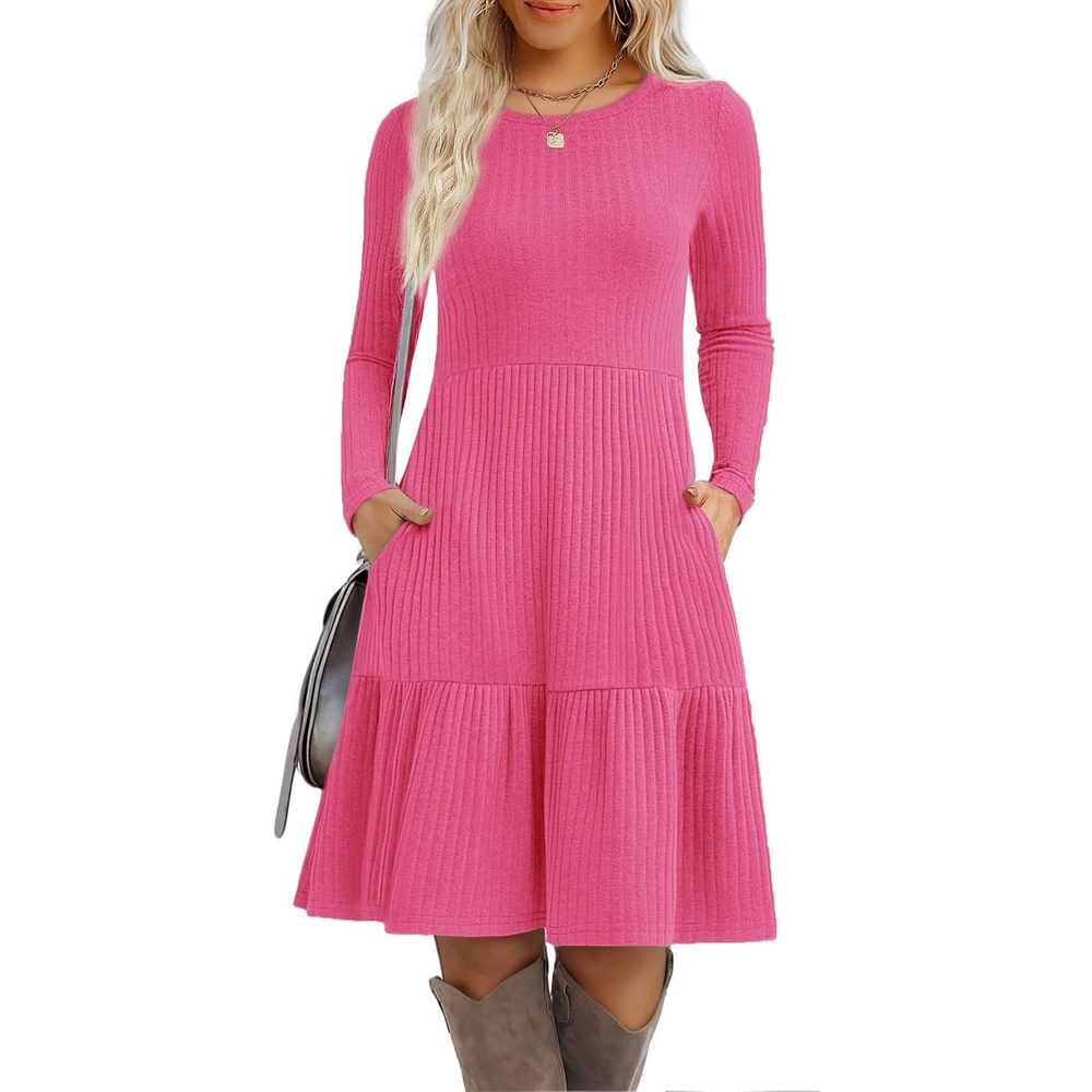 image:imageZeagoo Summer Dresses for Women 2025 Cotton Button Down Short Sleeve Tshirt Dresses Casual Mini Beach Dress0rose Red